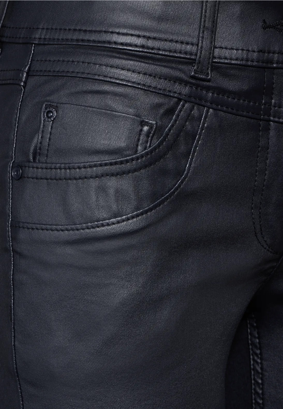 Coated byxa modell Scarlett, medelhög midja , blå