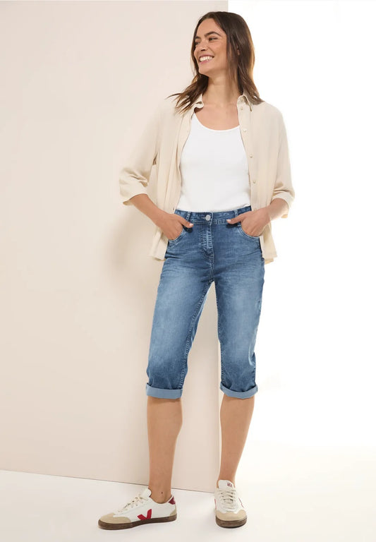 Jeans capri  , hög midja torontomodell, 19 längd
