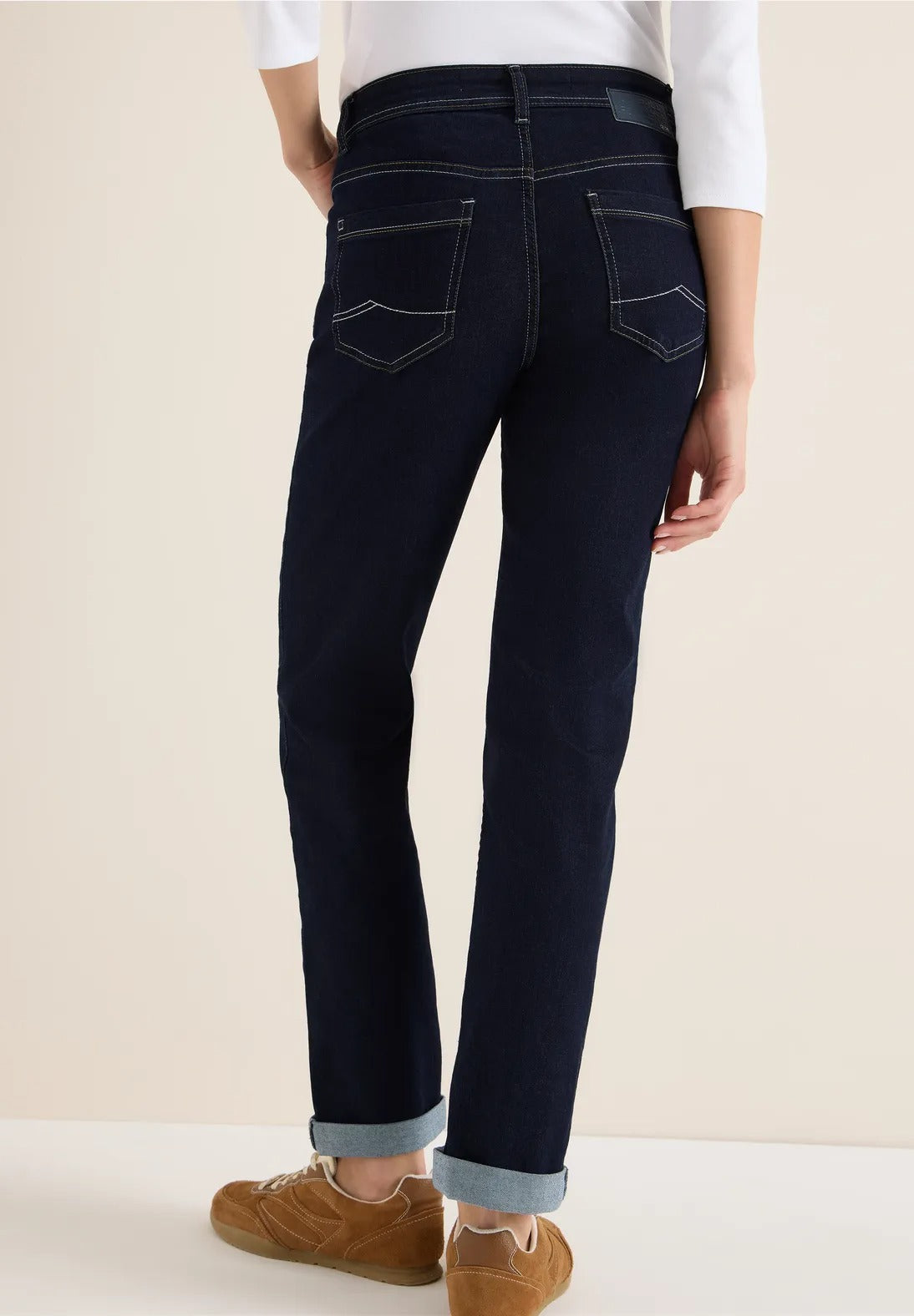 Slim-fit Jeans, modell Toronto raka och hög midja, mörkblå