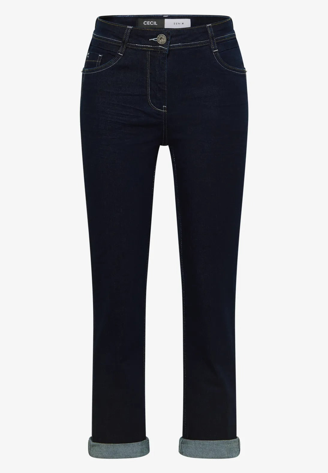 Slim-fit Jeans, modell Toronto raka och hög midja, mörkblå