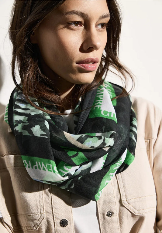 Mönstrad Loop-scarf, grön