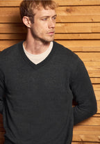Stickad tröja med v-ringning Street One Herr, antracit grå
