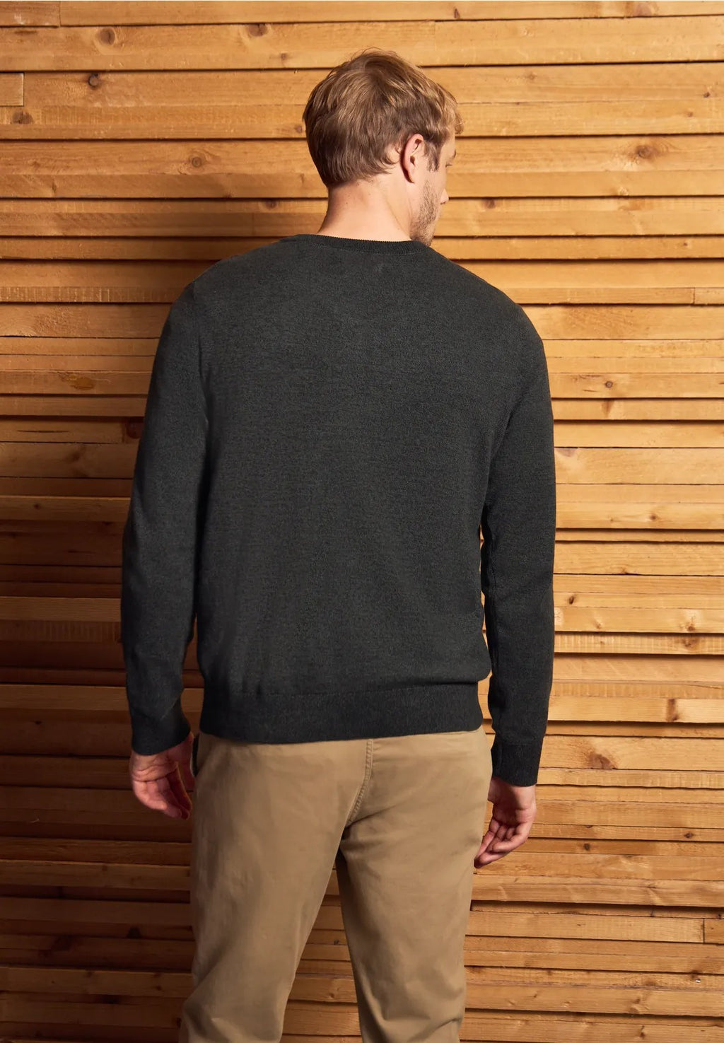 Stickad tröja med v-ringning Street One Herr, antracit grå