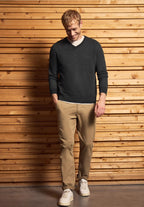 Stickad tröja med v-ringning Street One Herr, antracit grå