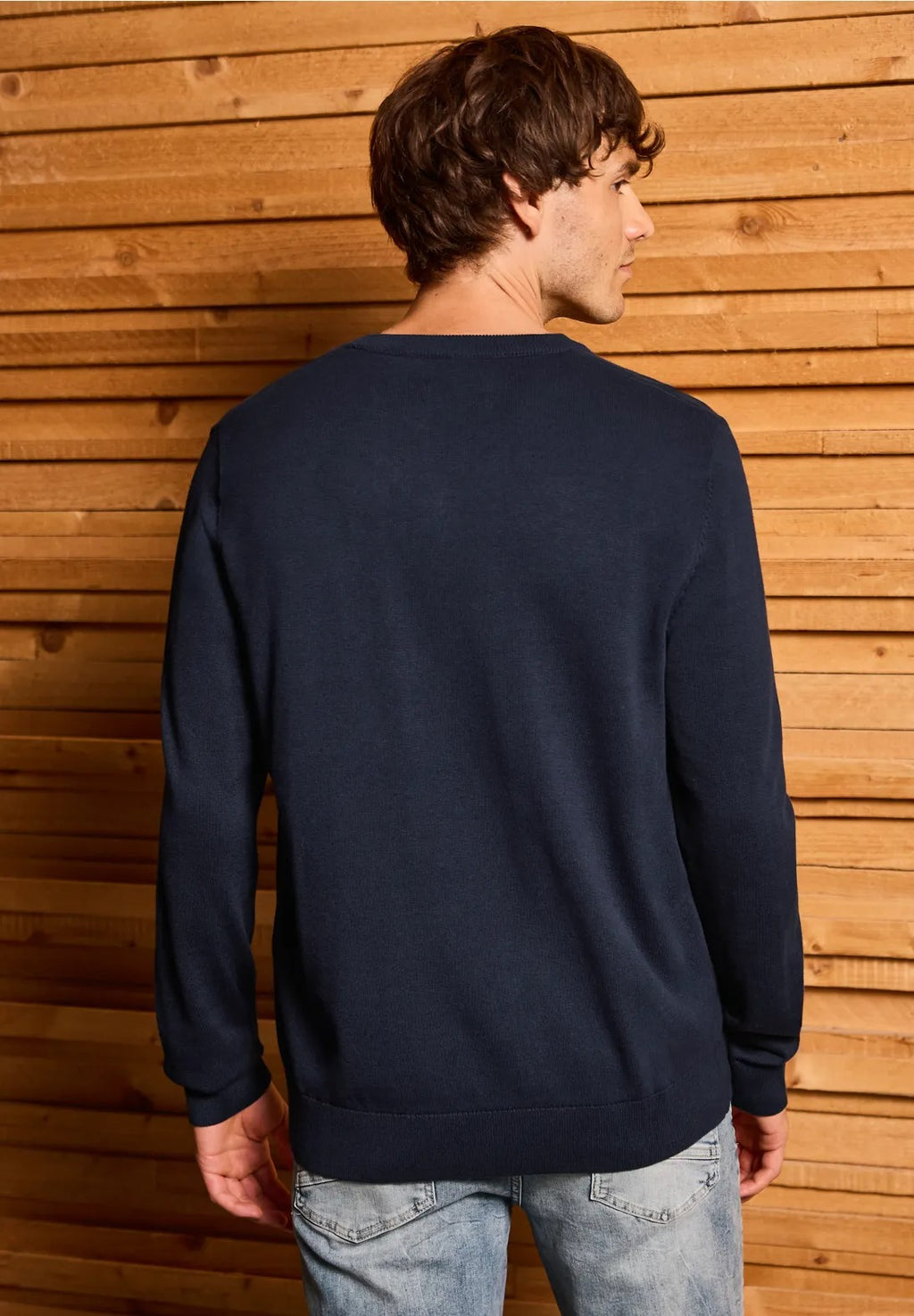 Stickad tröja med v-ringning Street One Herr, marinblå