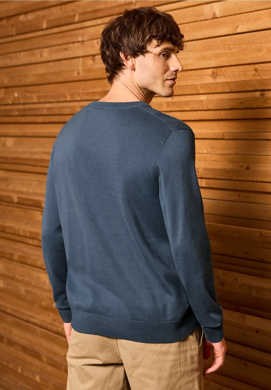 Stickad tröja med v-ringning Street One Herr, duskblue