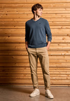 Stickad tröja med v-ringning Street One Herr, duskblue