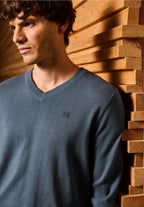 Stickad tröja med v-ringning Street One Herr, duskblue