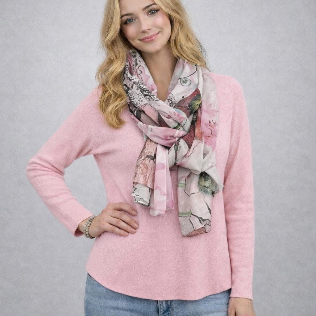 Finstickad tröja med V-hals från Mixbyheart, Hella520 , rosa