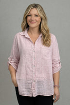 Blus Kelly i bomull, rosa Linnelook