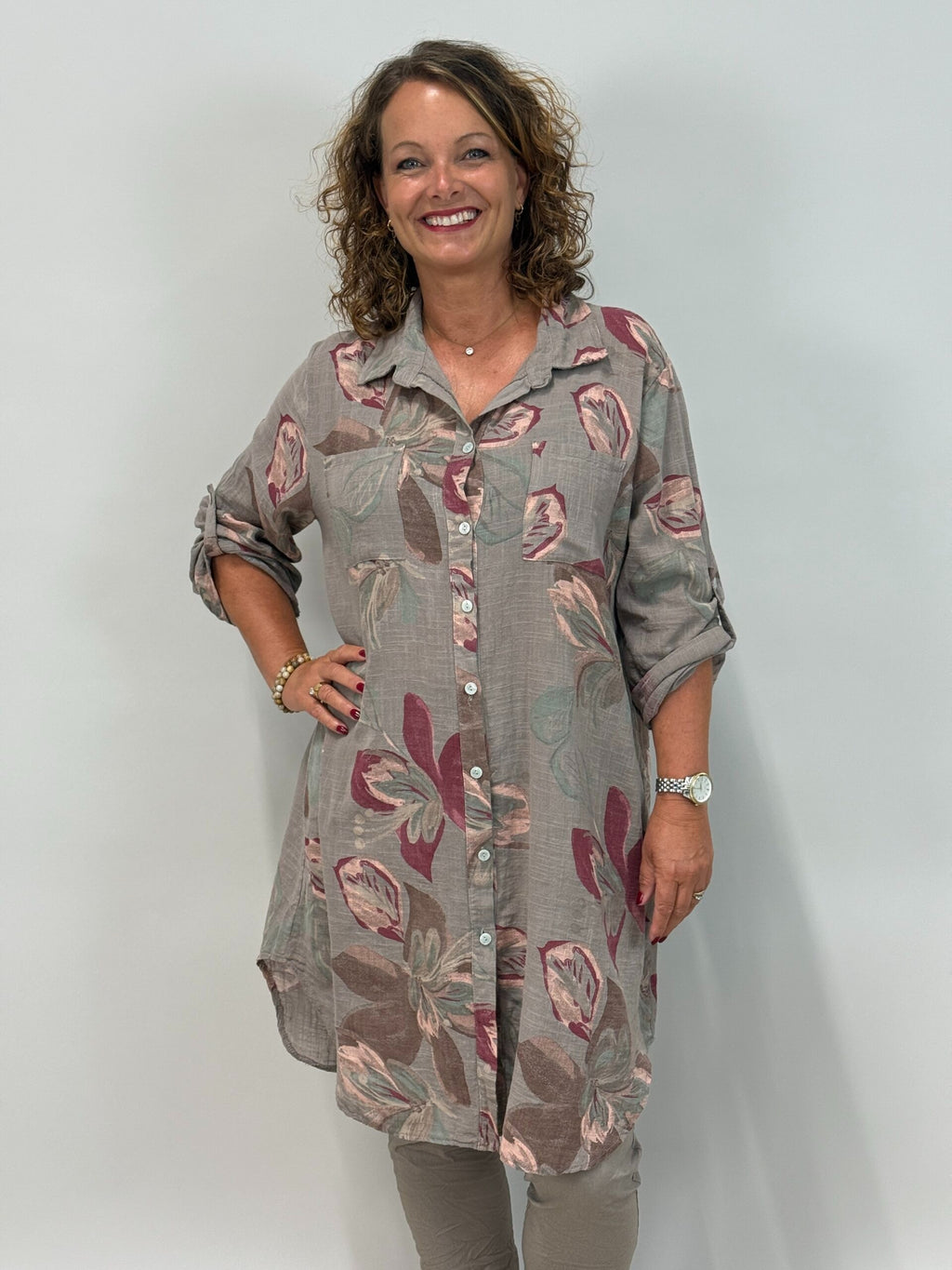 Långskjorta Milou,taupe