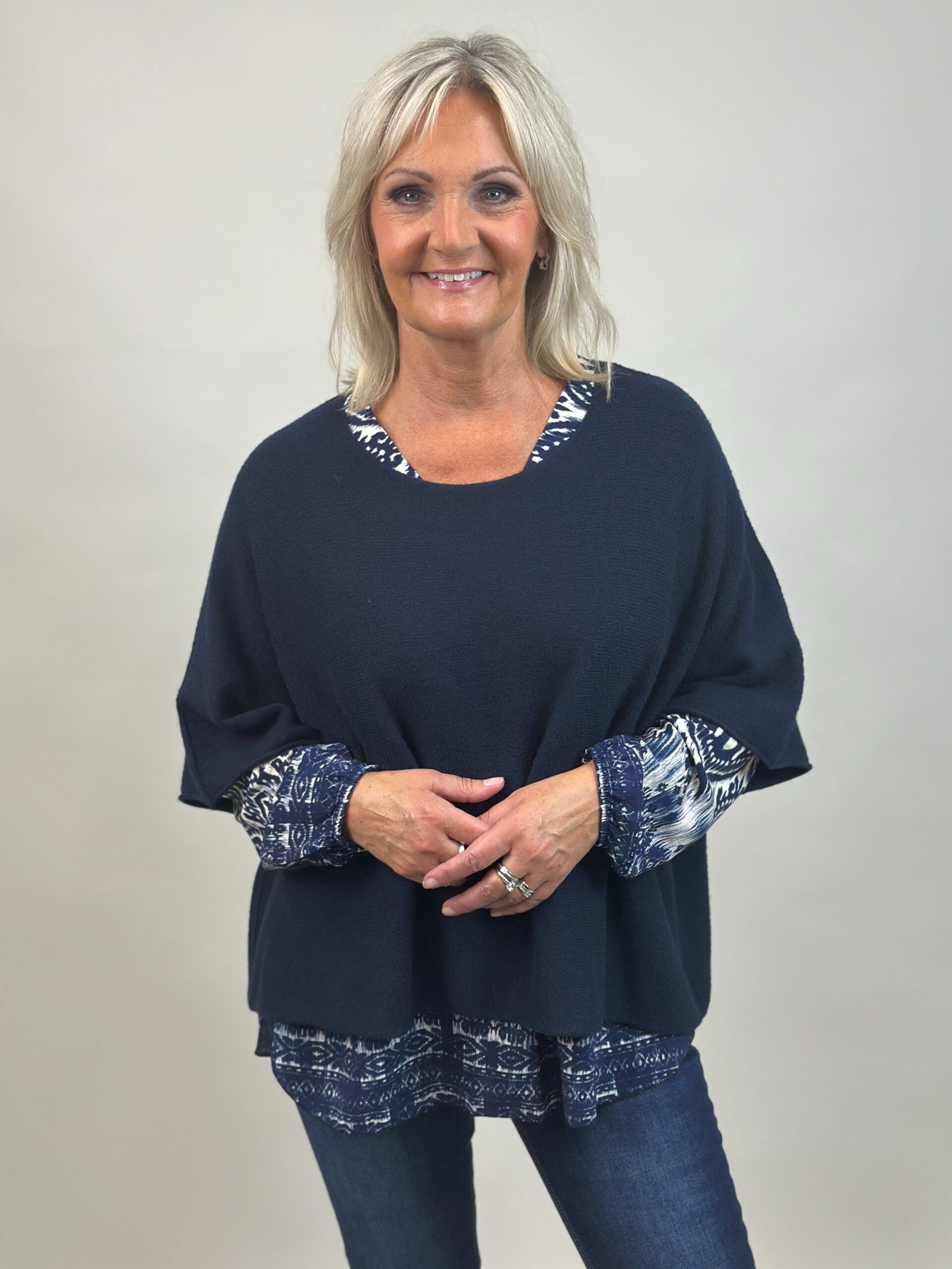 Ponchotröja Nessa marin