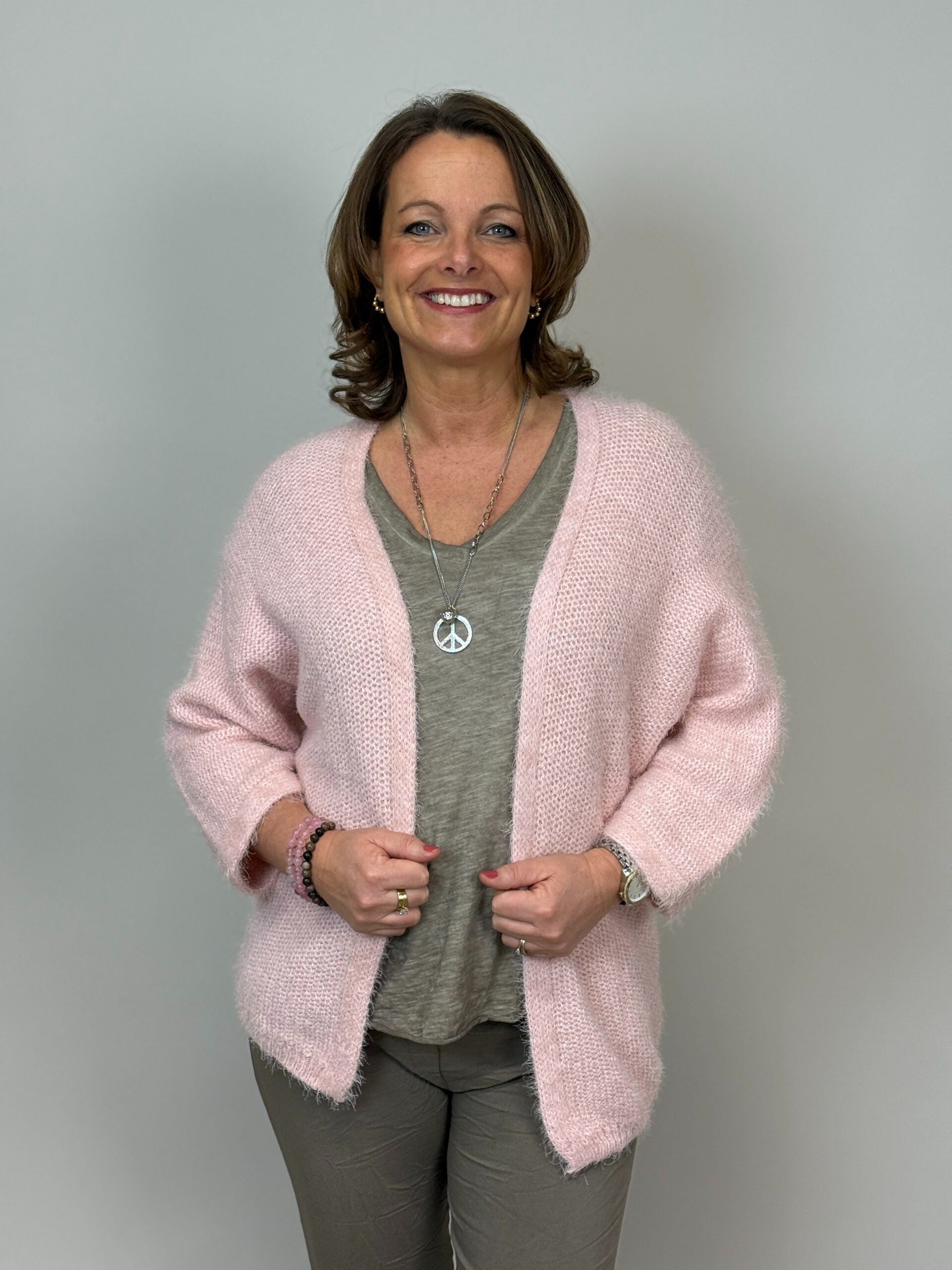 Öppen kofta med 3/4 ärm från Mixbyheart, rosa