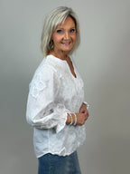 Blus med blomapplicationer från Mixbyheart, vit