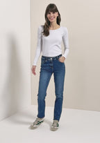 Blå jeans av favoritmodellen Vicky, hög  midja, 28 längd