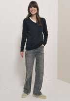 V-ringad tunnstickad tröja från Cecil, universal bå