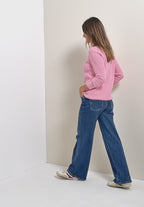 Tröja med strukturdetaljer, dark blossom melange