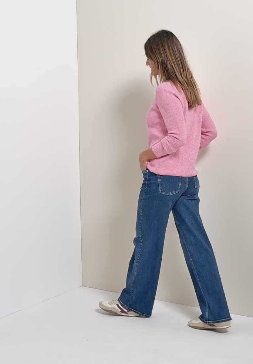 Tröja med strukturdetaljer, dark blossom melange