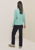 Mysig tröja med turtelkrage, skum blå melerad