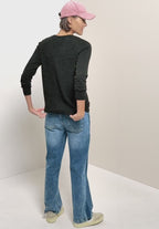 Strukturerad tröja, grönmelange