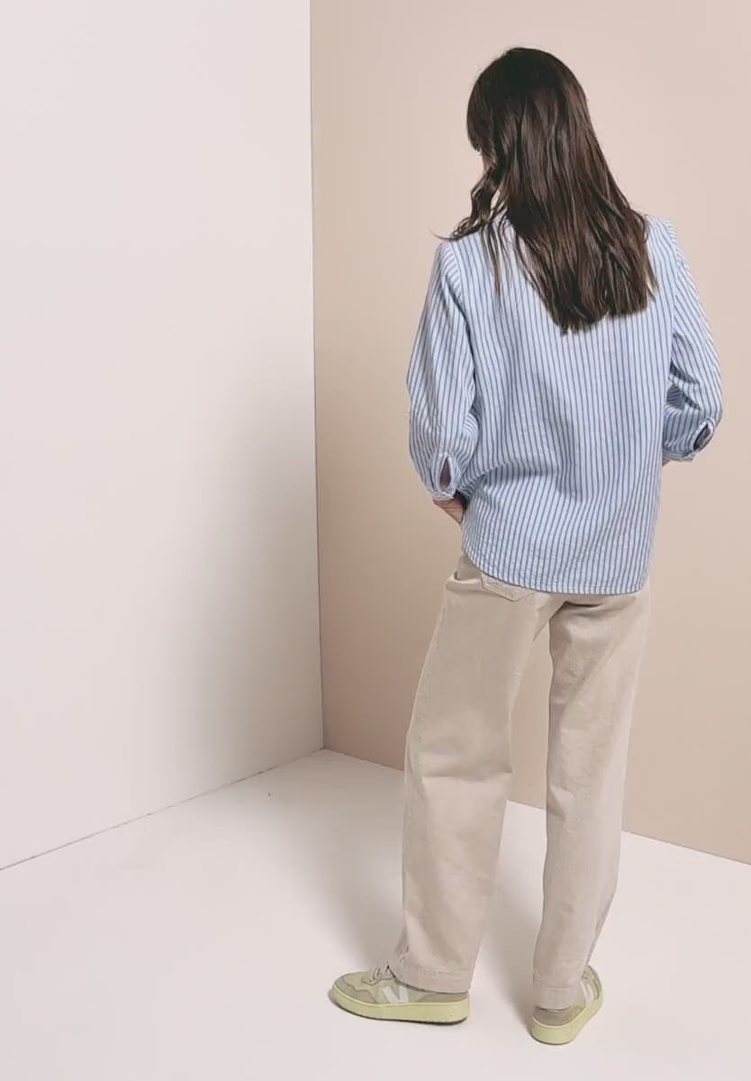 Randig blus i bomullsblandning bomull/modal