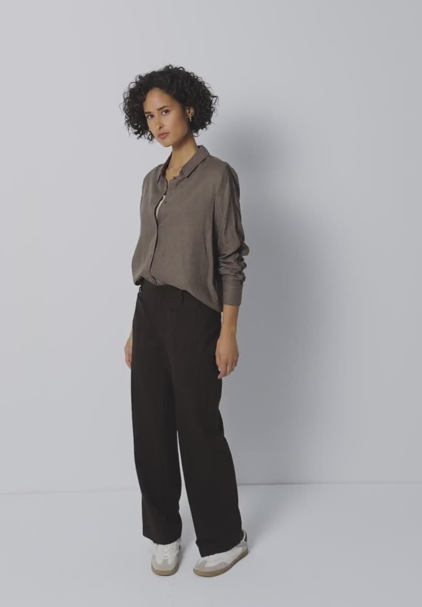 Enfärgad viskosblus från Street One , taupe melange