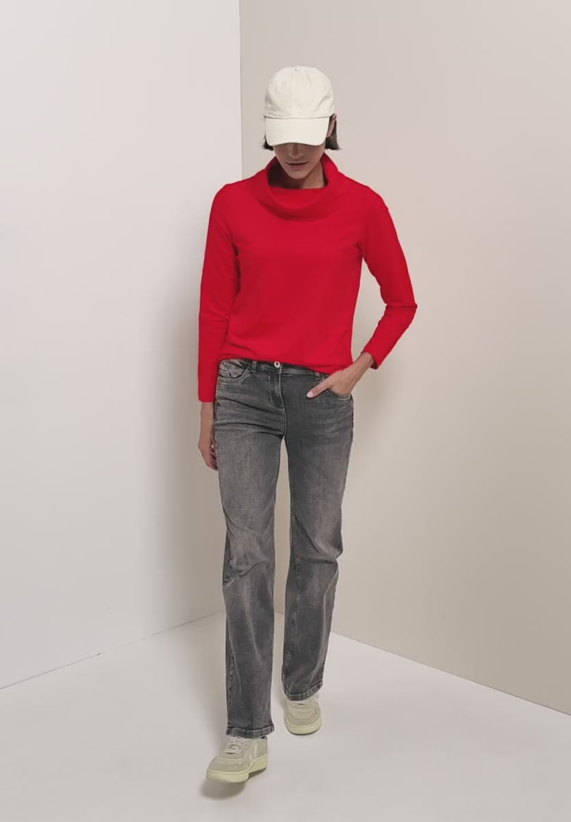 Supermjuk tröja med stor krage, pumpa orange