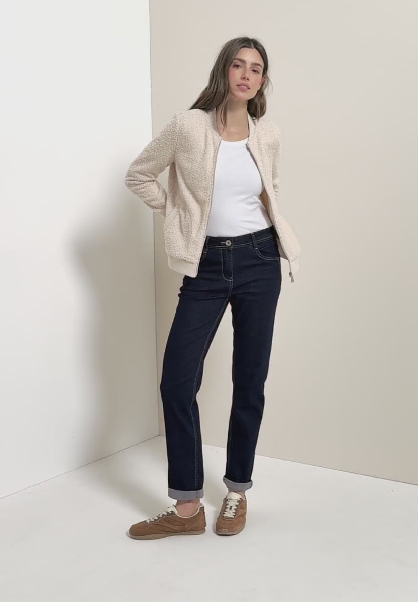 Slim-fit Jeans, modell Toronto raka och hög midja, mörkblå