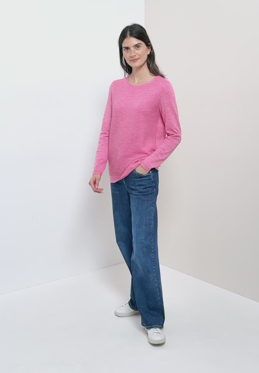 Strukturerad tröja, rosa melerad