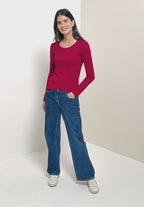 Långärmad bastopp Pia 100% bomull, röd