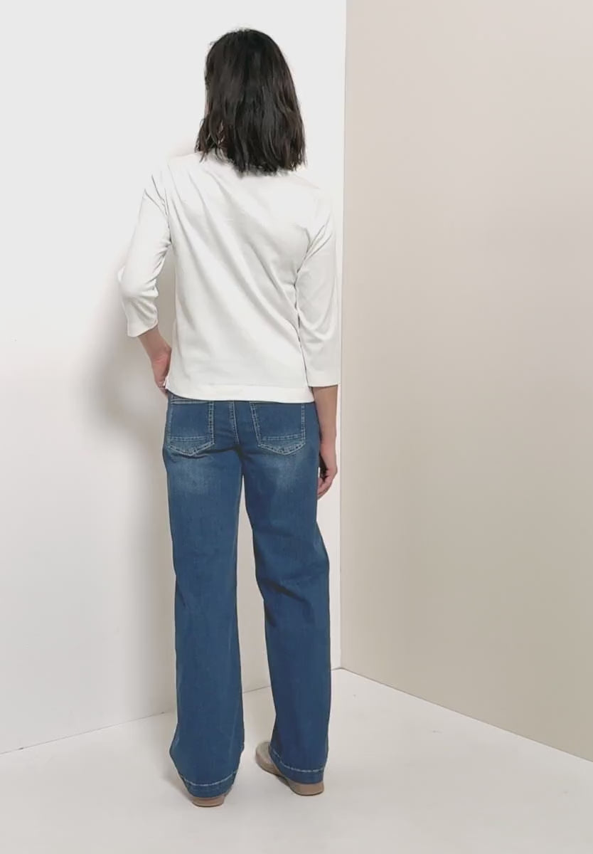 Tröja med skimrande text, vaniljvit från Cecil