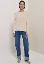 Randig tröja med ribbad struktur, beige melange