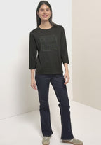 Tröja med strass, beige och khaki från Cecil