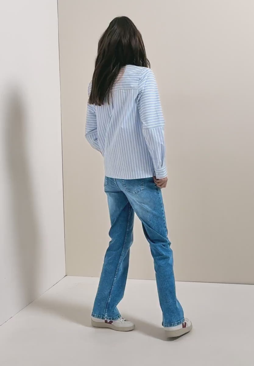 Randig blus i 100% bomull från Cecil