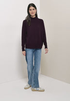 Mysig tröja turtelkrage, vinröd