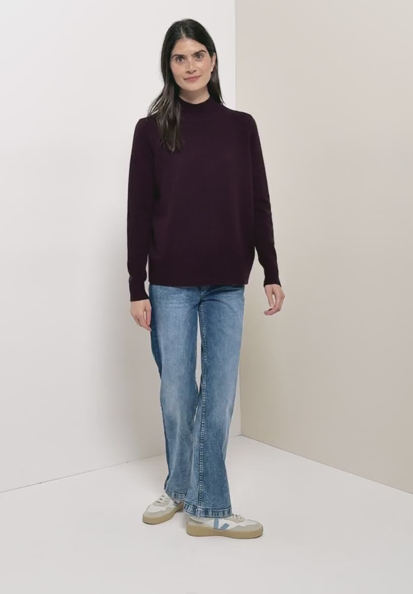 Mysig tröja turtelkrage, vinröd