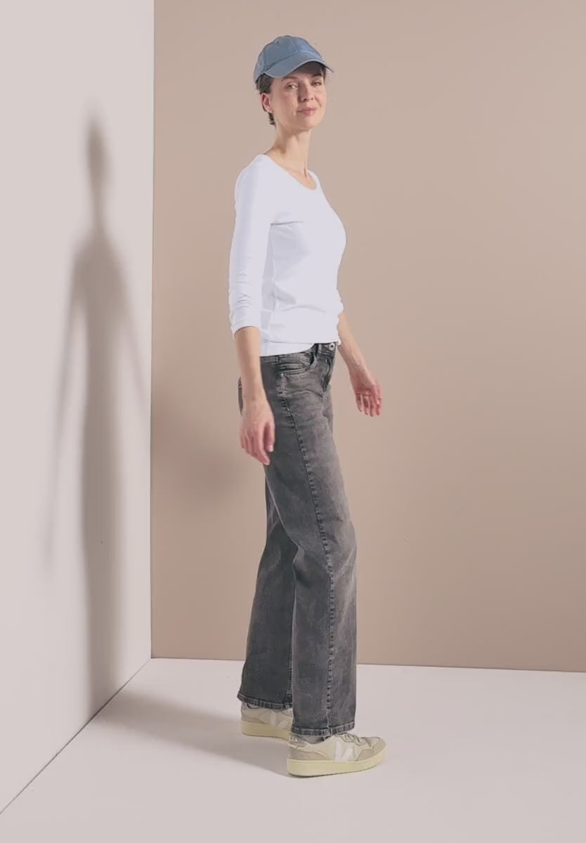 Långärmad bastopp Pia 100% bomull, vit