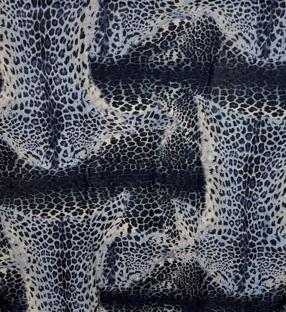 Sjal med leomönster ,blå