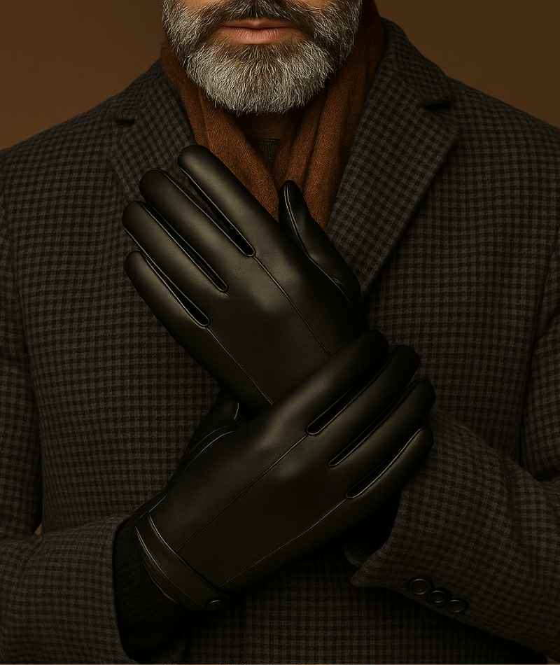 Svarta Skinnhandskar i Äkta Läder , herr