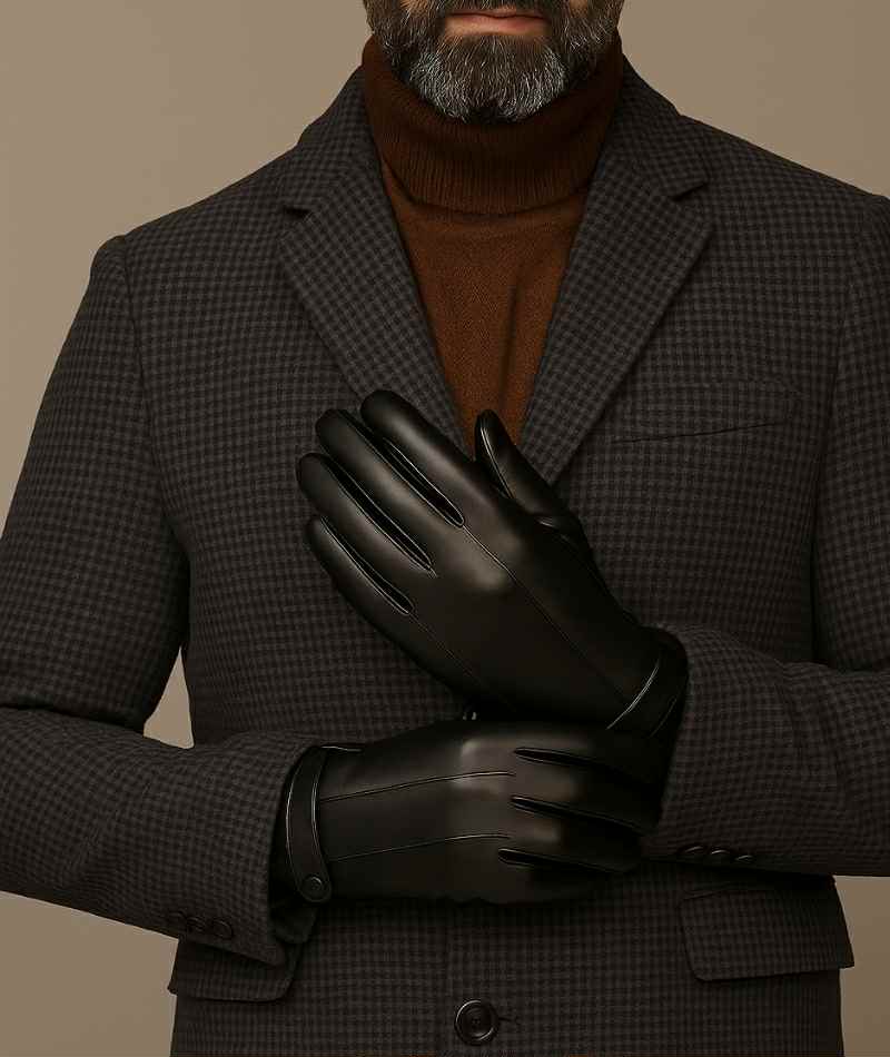 Svarta Skinnhandskar i Äkta Läder , herr