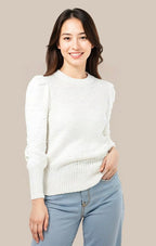 Stickad tröja med liten puffärm från Caramelle, fyra färger